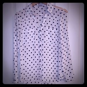 Polka Dotted Portofino Blouse/Button Up